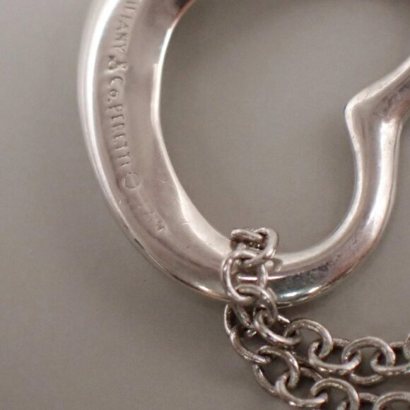 TIFFANY & CO. Open Heart 22mm Chain Necklace Ag 925 Elsa Peretti Silver 02YH718 - Picture 5 of 10